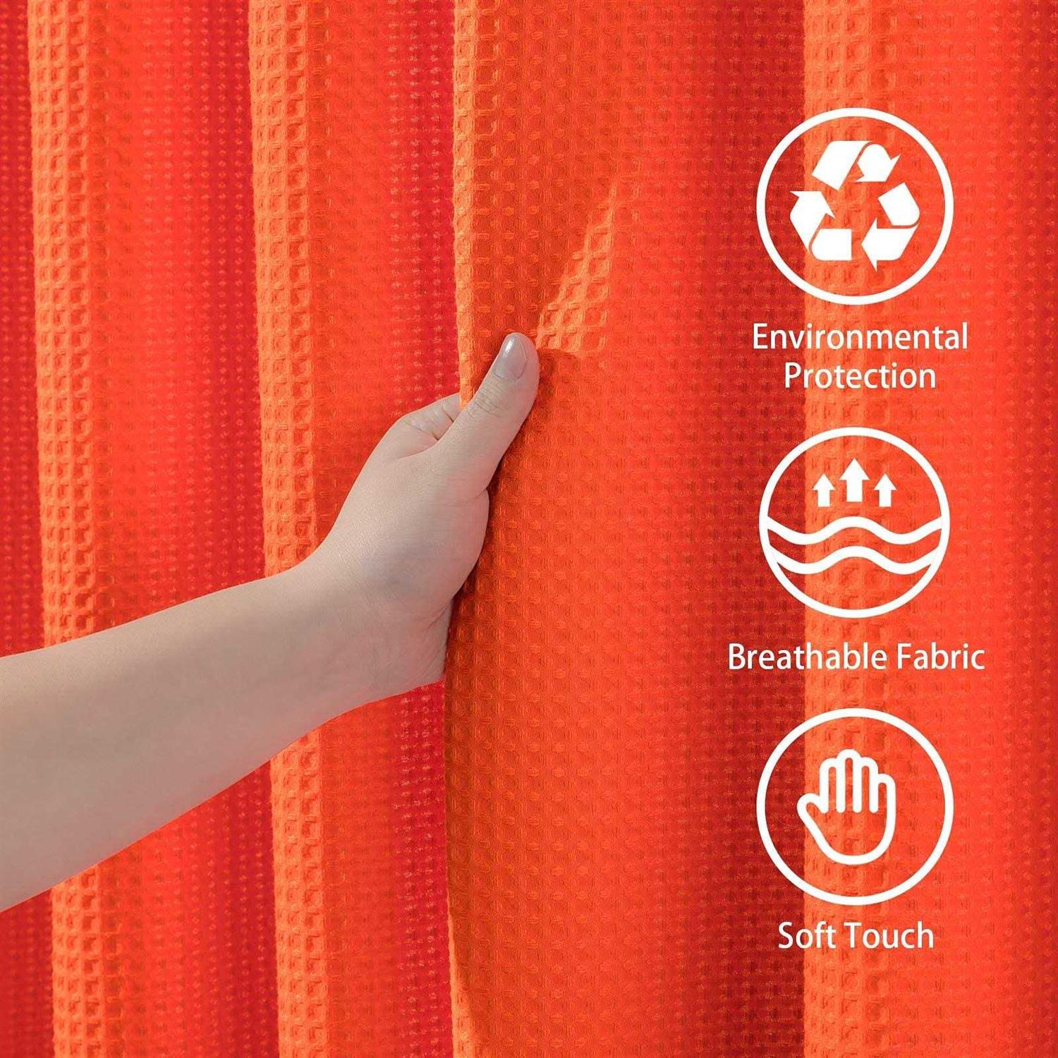 Waffle Shower Curtain with Stainless Steel Hooks Heavy Duty Fabric Shower Curtains with Waffle Weave - Image 3