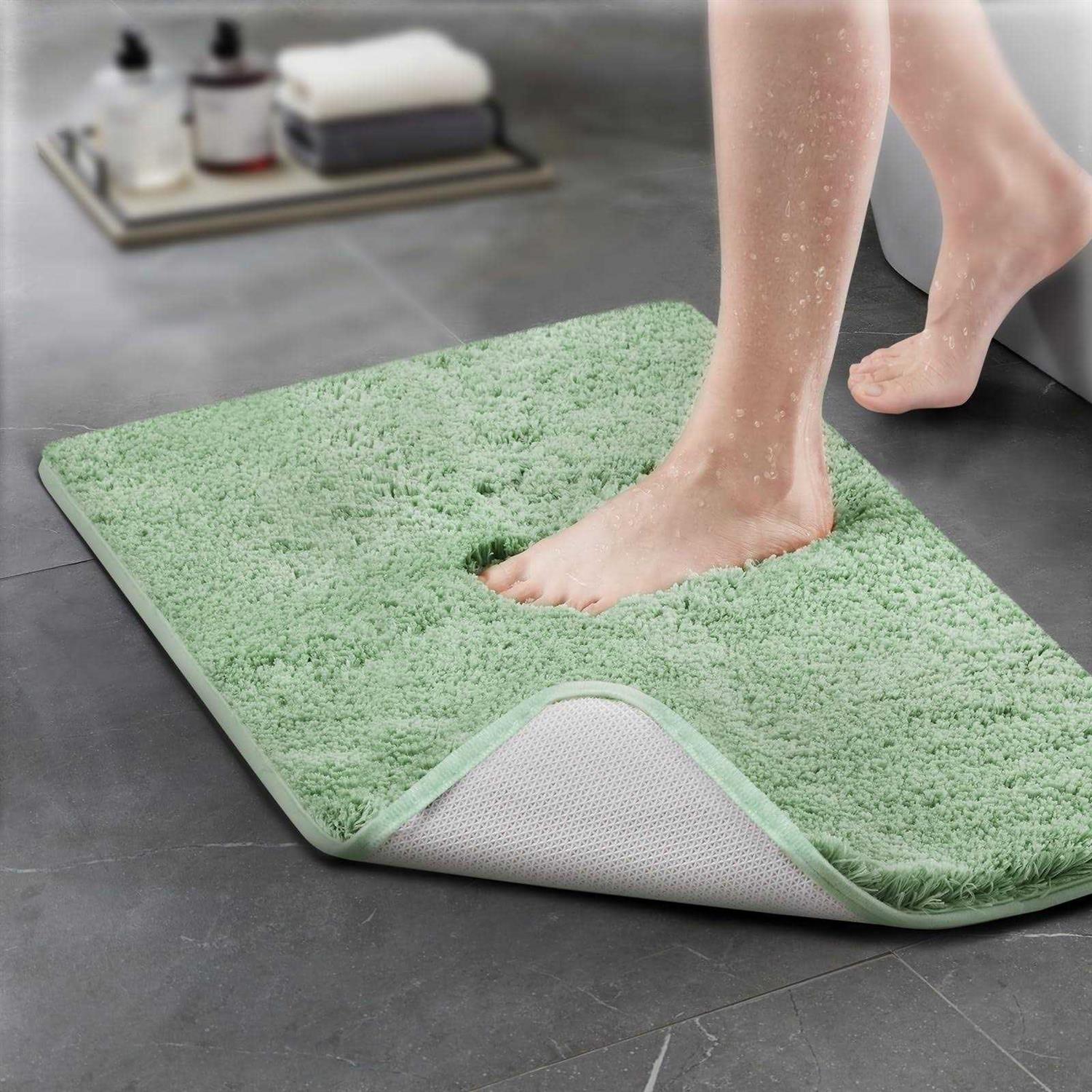 TECHMILLY Super Soft Shaggy Bathroom Rugs Absorbent Thick Non Slip Microfiber Bath Rugs - Image 3