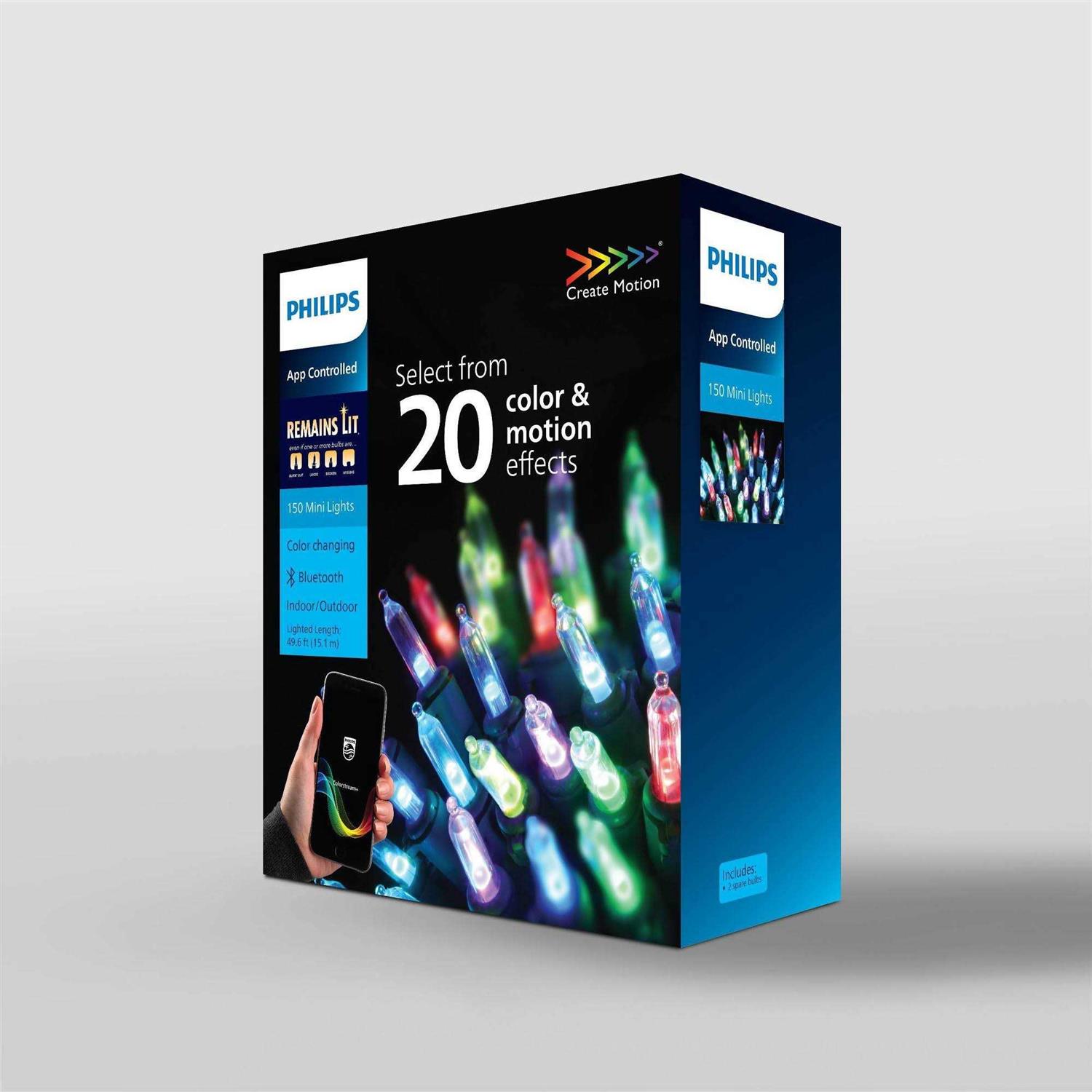 New Philips 150ct LED App-Controlled Color Change Create Motion Mini String Lights Multicolor - Image 5